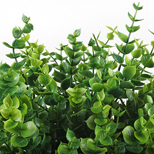 image for Artificial Shrubs, Hogado 4pcs Fake Plastic Greenery Plants Eucalyptus