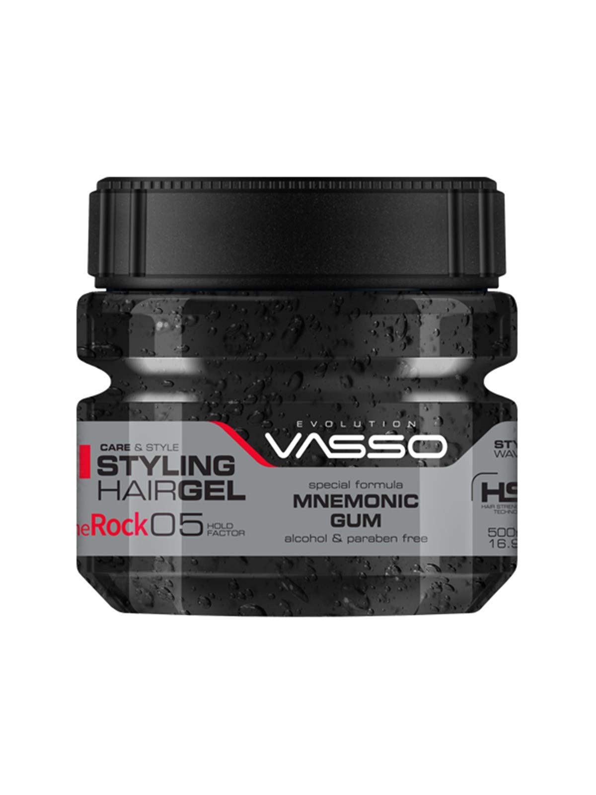 Vasso Styling Hair Gel The Rock 05 Mnemonic Gum, Silver, 500 ml