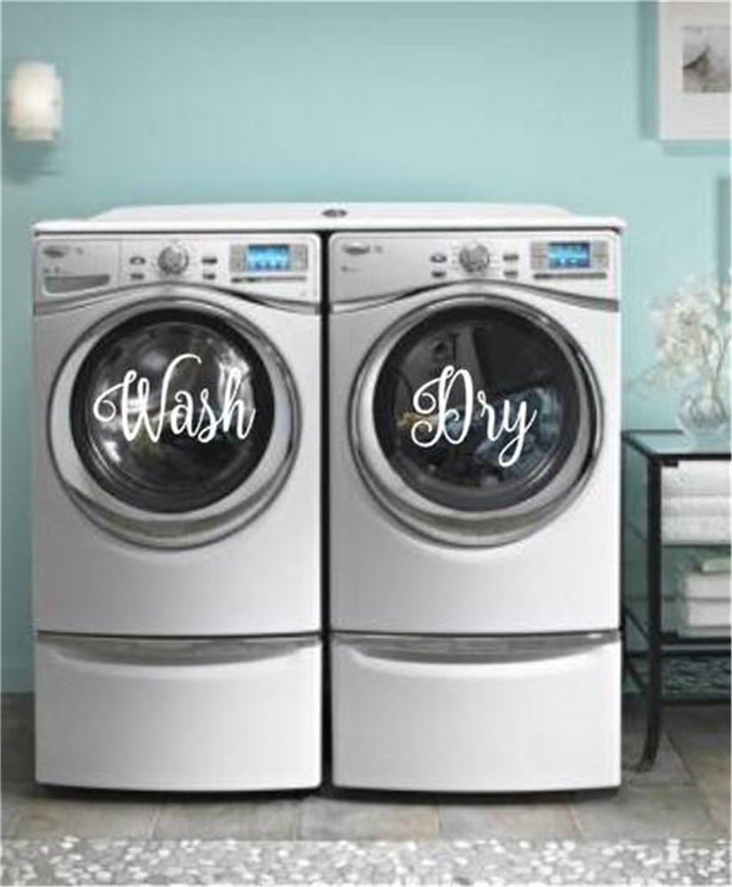 Wash Dry Laundry Room Decals - Washer & Dryer Stickers