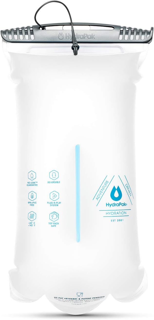 Hydrapak A262 Shape-Shift Low-Profile Water Bladder/Reservoir for Hydration Backpacks, 2-Liter (75 oz.), High Flow Bite Valve, Safe & Reliable, Clear : Sports & Outdoors