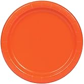 Pumpkin Orange Round Disposable Paper Dinner Plates - 9'', 16 Pieces - Perfect for Parties, Weddings, Holidays & Events