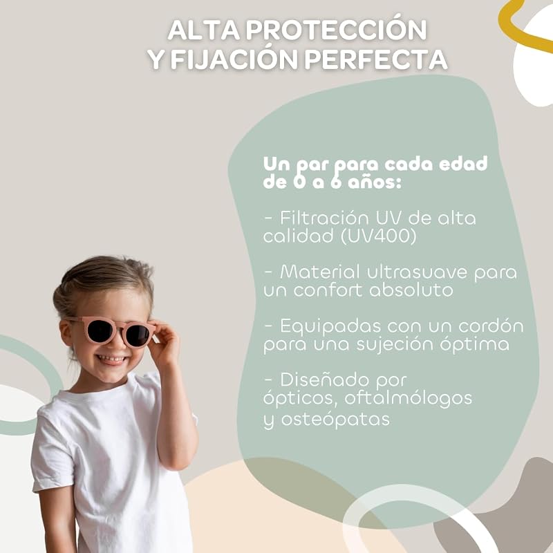 , óculos de sol para rapazes de 4 a 6 anos, proteção UV 100% - CAT 3, proteção lateral, conforto ótimo, têmporas ajustáveis a 360°, adaptáveis à vista, coleção retro, terracota Sunshine