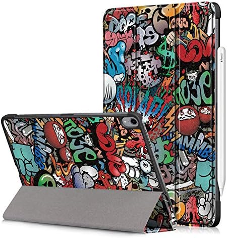 VinMas Premium Trifold Case for iPad Pro 11", [Rubber Cover] Slim Fit Leather Smart Case with Rubber Back Cover [Apple Pencil Charging Supported] Compatible with iPad Pro 11" 2018 (Graffiti)