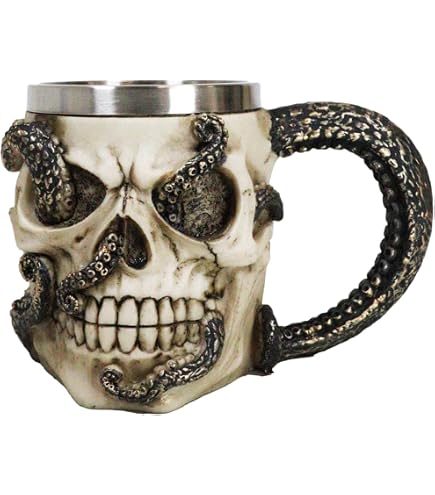 SUMMIT COLLECTION Kraken - Tazza da caffè a forma di teschio, 473,2 ml, con manici di tentacolo di polpo alto 12,7 cm