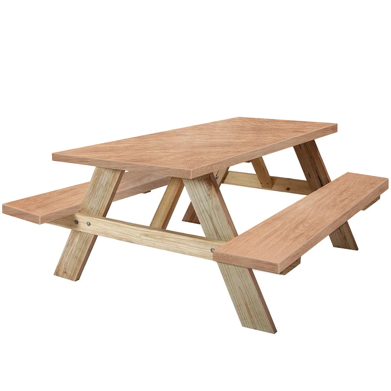 Photo 1 of KENOBEE 6ft Picnic Table and Bench Cover, Camping Essentials RV Gear, 72 in Waterproof Windproof Outdoor Elastic All Around Tablecloth, Fitted Rectangle Tables and Seats, Wood Grain