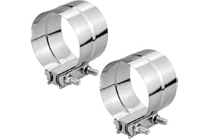 VehiMata 2.0 Exhaust Clamp, 2PCS 2.0" Stainless Steel Lap Joint Band Clamp for Mufflers, Pipes, Catalytic Converters