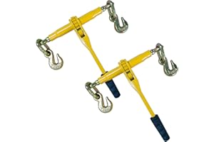 SENOTOYAR Ratchet Chain Binders - Heavy Duty 5/16" -3/8" Load Binders with Grab Hooks, 9200 lbs Working Load Limit, 2-Pack,for Grade 70 Transport Chains,Ideal for Towing,Hauling,and Flatbed Trailers