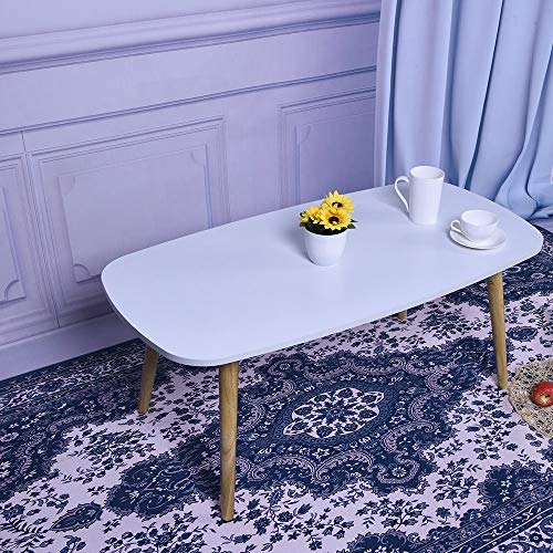 Lucoo Coffee/Cocktail Table with Solid Rubber Wood Legs, Minimalist Modern Style 39.3719.68 Inch (White)