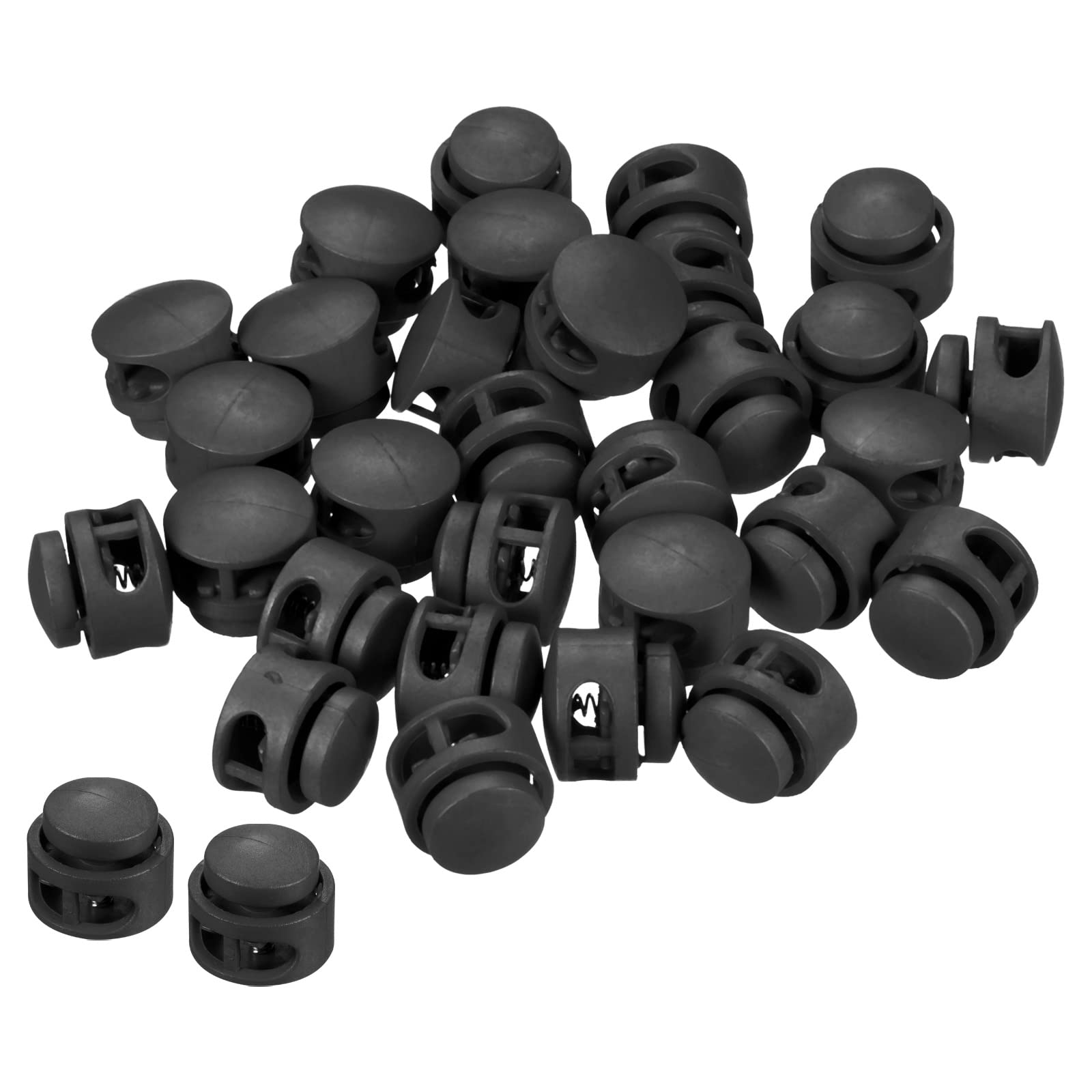 PATIKIL Cord Locks, 30 Pack Round Spring Toggle Stopper for Drawstring Bag Shoelaces, Black