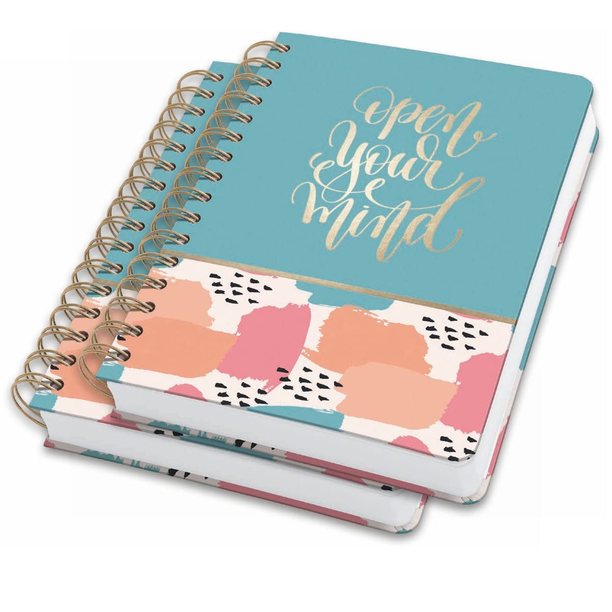 SIGEL JN611 Spiral notebook premium, A5, dotted, hardover, brush marks pattern, pastel/Green/Orange/Pink, 2 Pieces - Jolie
