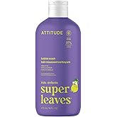 Attitude Bubble Wash for Kids, EWG Verified Bubble Bath, Hair Shampoo and Body Soap, Dermatologically Tested, Plant- and Mineral-Based, Vegan, Vanilla & Pear, 16 Fl Oz