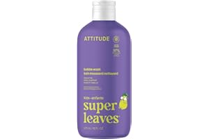 ATTITUDE Bubble Wash for Kids, Made in Canada, EWG Verified Bubble Bath, Hair Shampoo and Body Soap, Dermatologically Tested,