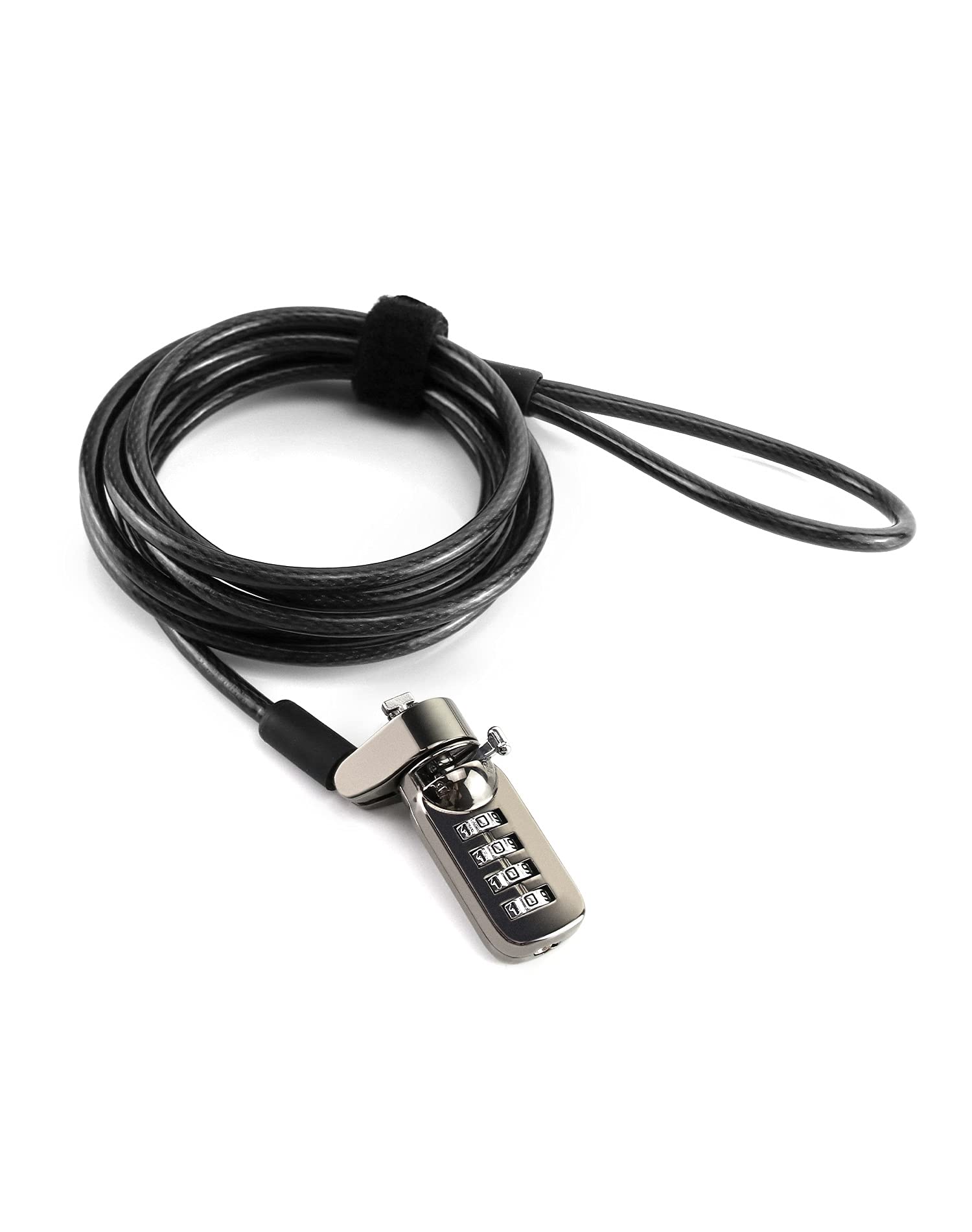 QWORK® Laptop Lock with T-Bar Locking Mechanism 4 Digit Password Protection and 2m High Hardness Cut-Resistant Steel Cable, Protect Your PC/Laptop and Projectors