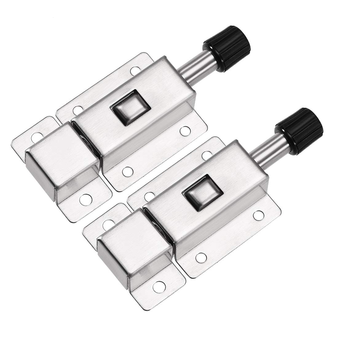 sourcing map Door Barrel Bolt, Stainless Steel Security Push Button Spring Loaded Latch, 2 Pcs