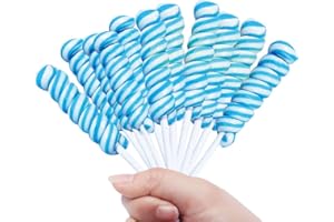 RBBZ PARTY Light Blue Twisty Lollipops - 24 Unicorn Suckers Individually Wrapped Bulk - Baby Shower Candy - Gender Reveal - Candy Buffet - Boy Birthday Party Favors