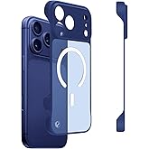 Omio Magnetic Slim Case for iPhone 17 Pro Max Compatible with MagSafe, Clear Matte Ultra-Thin Bumper Frameless Borderless Design with Finger Loop Full Camera Protection for Women Men, Deep Blue