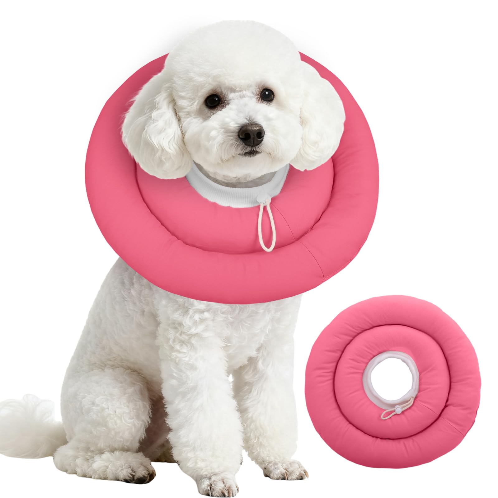 Photo 1 of IDOMIK Dog Recovery Collar, Waterproof Soft Dog Cone After Surgery, Comfy Protective Elizabethan Collar Alternative for Dogs Cats, Adjustable Pet Neck Donut Cone Anti-Licking Biting Wounds,Rose,M