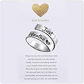 HSWYFCJY Just Breathe Ring for Women, Adjustable Spiral Wrap Healing Rings, Inspirational Heart felt Ring Gift