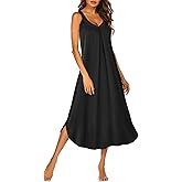 Ekouaer Sleeveless Nightgowns for Women Long Night Gown Pleated Full Length Sleepwear Tank Sleep Dress Slit Dress S-2XL