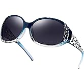 LVIOE Polarized Sunglasses for Women, Rhinestone Wrap Around Sunglasses with UV Protection Lens LS008