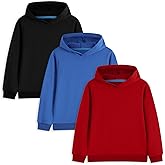 Phedrew 3 Pack Cotton Kids Hoodies Sweatshirts Midweight Long Sleeve Pullover Boys Girls Tops for Toddlers(Age 2-14)
