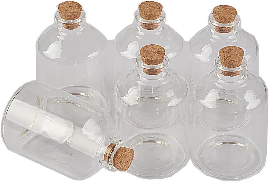 47x75x12.5mm 80ml 50units Transparent Glass Bottles Cork Empty Cute VIals Jars Creative Bottles (50, 80ml)