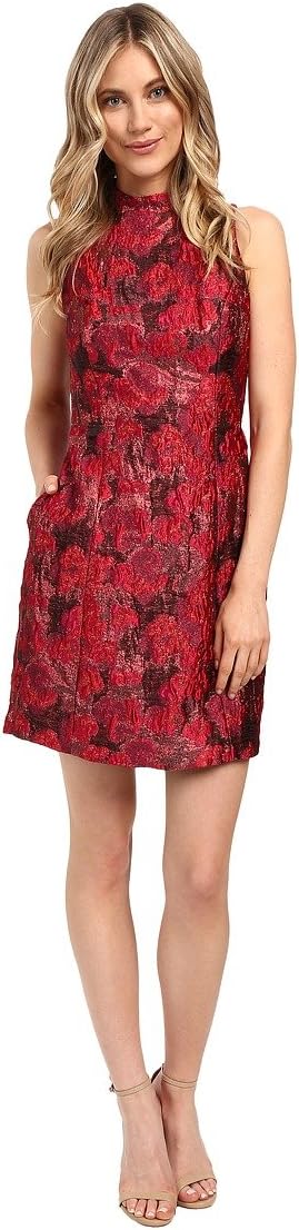 Aidan by Aidan Mattox Women's Mock Neck Sleevless Textured Jacquard Cocktail Dress