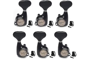 SAPHUE 3R3L Guitar Locking Tuners 1:21 Lock String Tuning Key Pegs Machine Head Fish Tail Style Tuner Replacement for Electric Folk or Acoustic Guitars (Black)