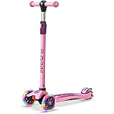 Dribbl 3-Wheel Kids Scooter - Lean-to-Steer Technology, Adjustable Height Handlebar, Wide Deck, Scooter for Boys & Girls Ages 3+, Child Safety Approved, Support Riders Up to 165 lbs, Purple and Pink