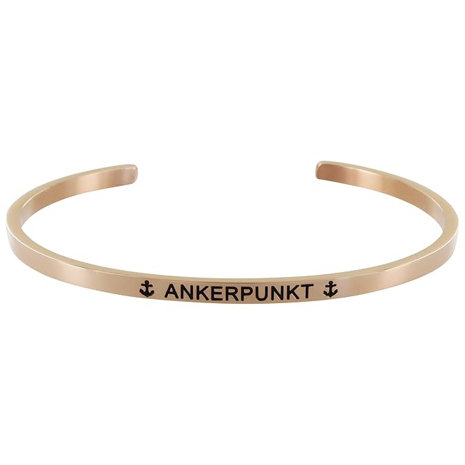 ANKERPUNKT ® Armreif Armband Damen rosegold Edelstahl mit Gravur ANKERPUNKT verstellbar Made in Germany
