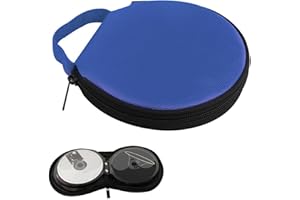 Arwrilt Car CD Storage Bag, Oxford Cloth Round CD Case Holder with Carrying Strap, Portable 20 Capacity DVD Storage Holder, Universal for Most Cars (Blue)