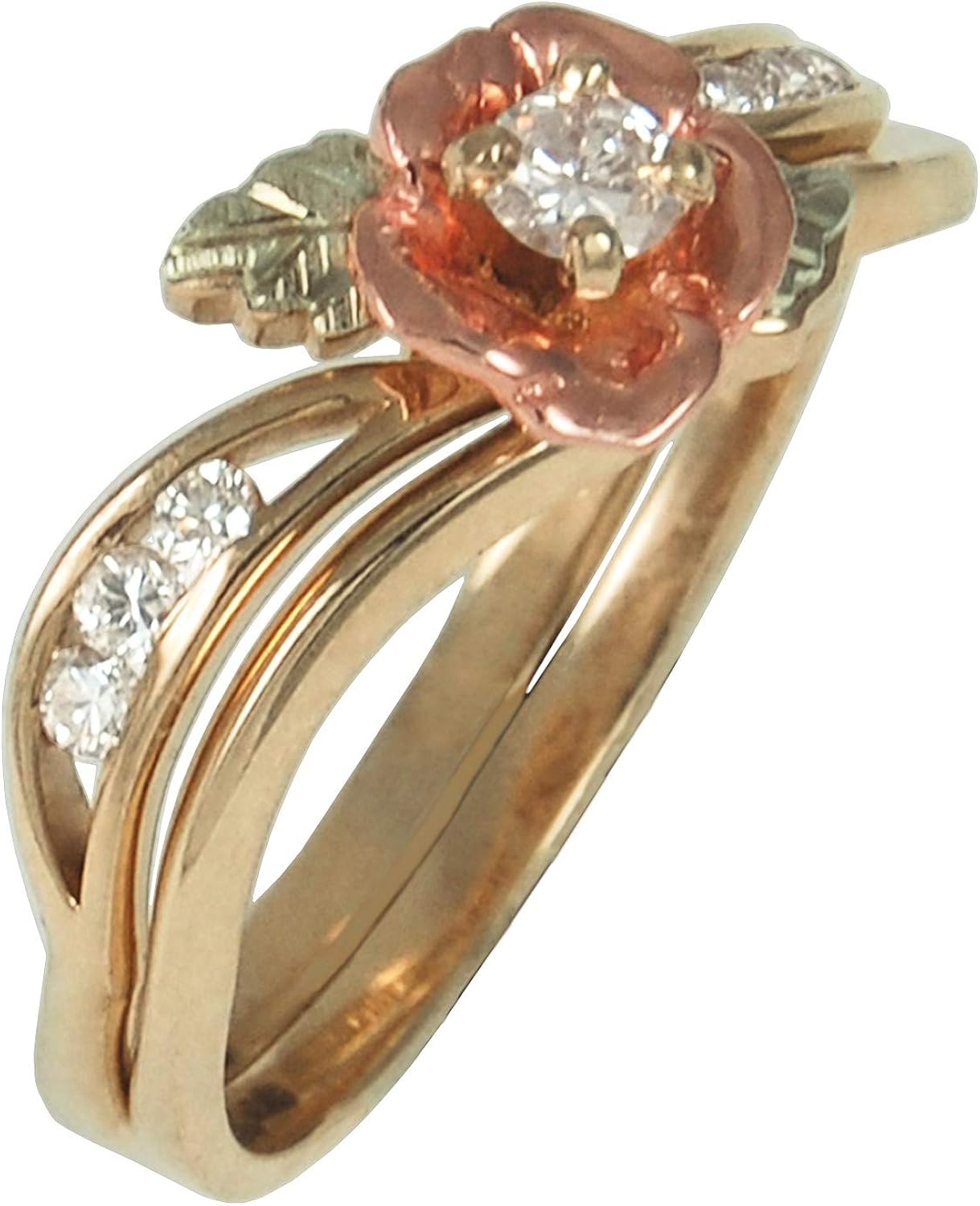 Black Hills Gold Diamond Bridal Set (.23 tw) with rose and