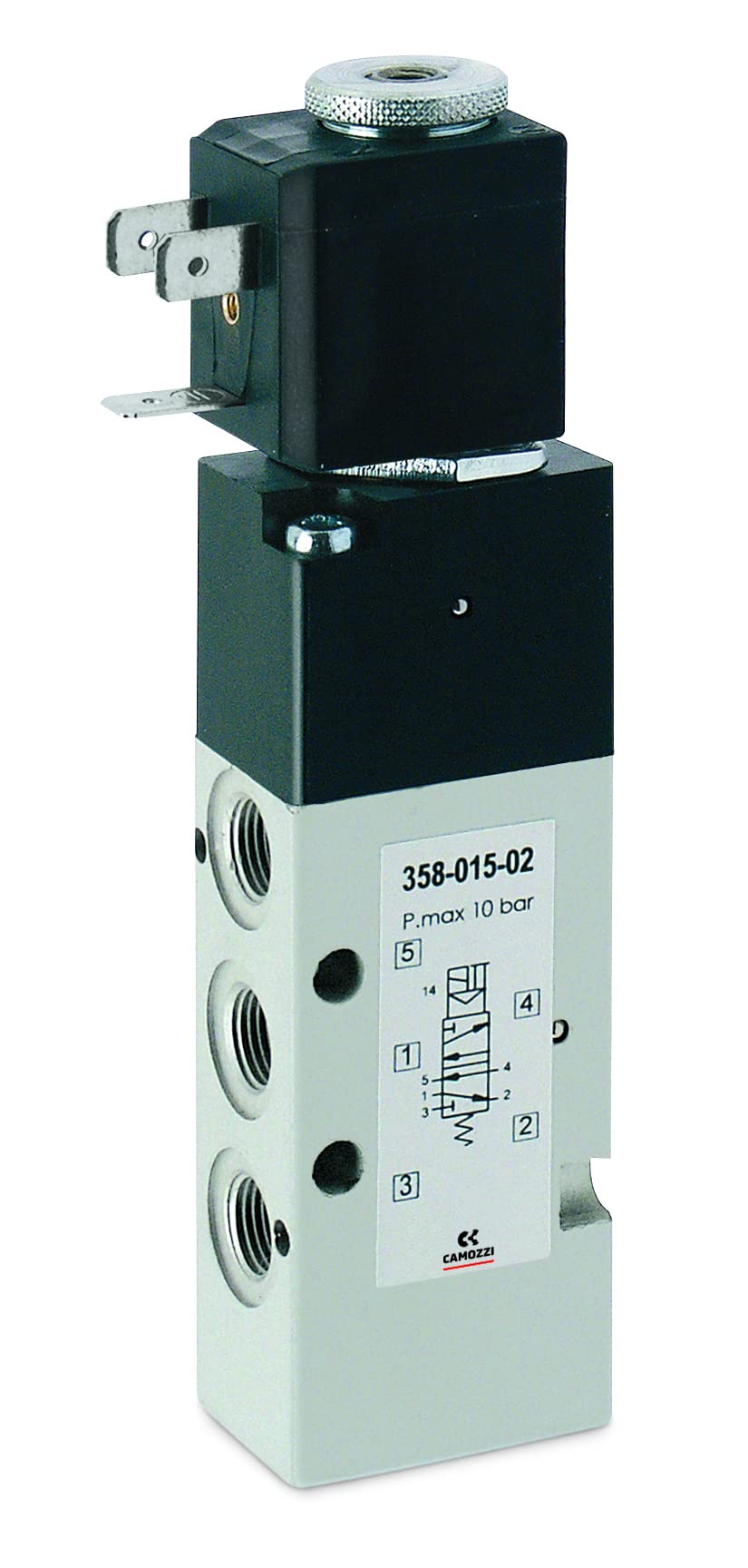 Camozzi 354-015-02 Electro pneumatic Valve, 5/2", 1/4", Solenoid Spring