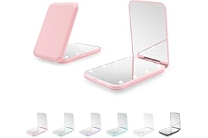 Kakuje Compact Mirror, 1X/3X Magnification LED Pocket Mirror with Nternal BIattery, Mini Mirror for Purse, Pocket,Travel and Present (Pink)