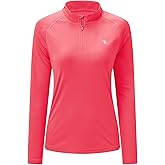 BASUDAM Women's Workout Shirts Quick Dry UPF 50+ Sun Protection Long Sleeve Quarter Zip Pullover Athletic T-Shirts