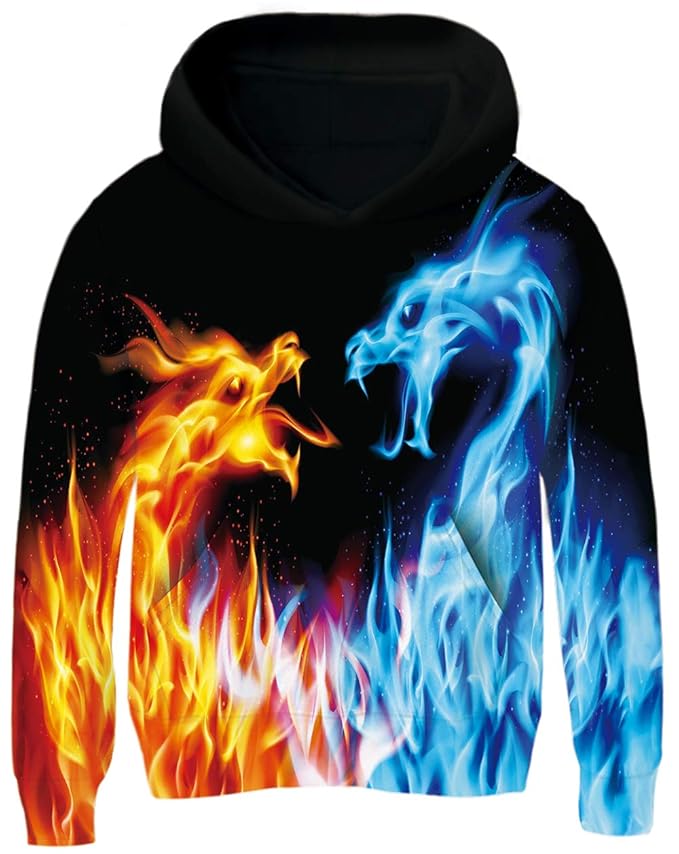 AIDEAONE Big Boys Girls Novelty Hoodies Cool Swearshirt for Kids 3D