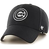 47 MLB Black White Outline Primary Logo MVP Adjustable Structure Hat, Adult One Size Fits All - Chicago Cubs - Black