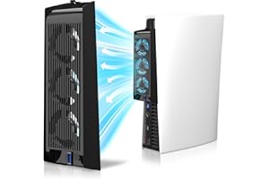 Electight PS5 Cooling Fan, Efficient Cooling System with 3 High-Speed Fans, Adjustable Speed & Low Noise, PlayStation 5 Cooler with LED Light & USB 3.0 Port, Compatible with PS5 Digital/Disc Edition