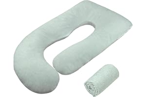 TANOFAR Pregnancy Pillow Cover J Shaped(ONLY Pillowcase), Super Soft Pillowcase Replacement Cover for Maternity Pillow, with Large Sized Zipper, Fits 55/58 Inch Pregnant Pillow, Green