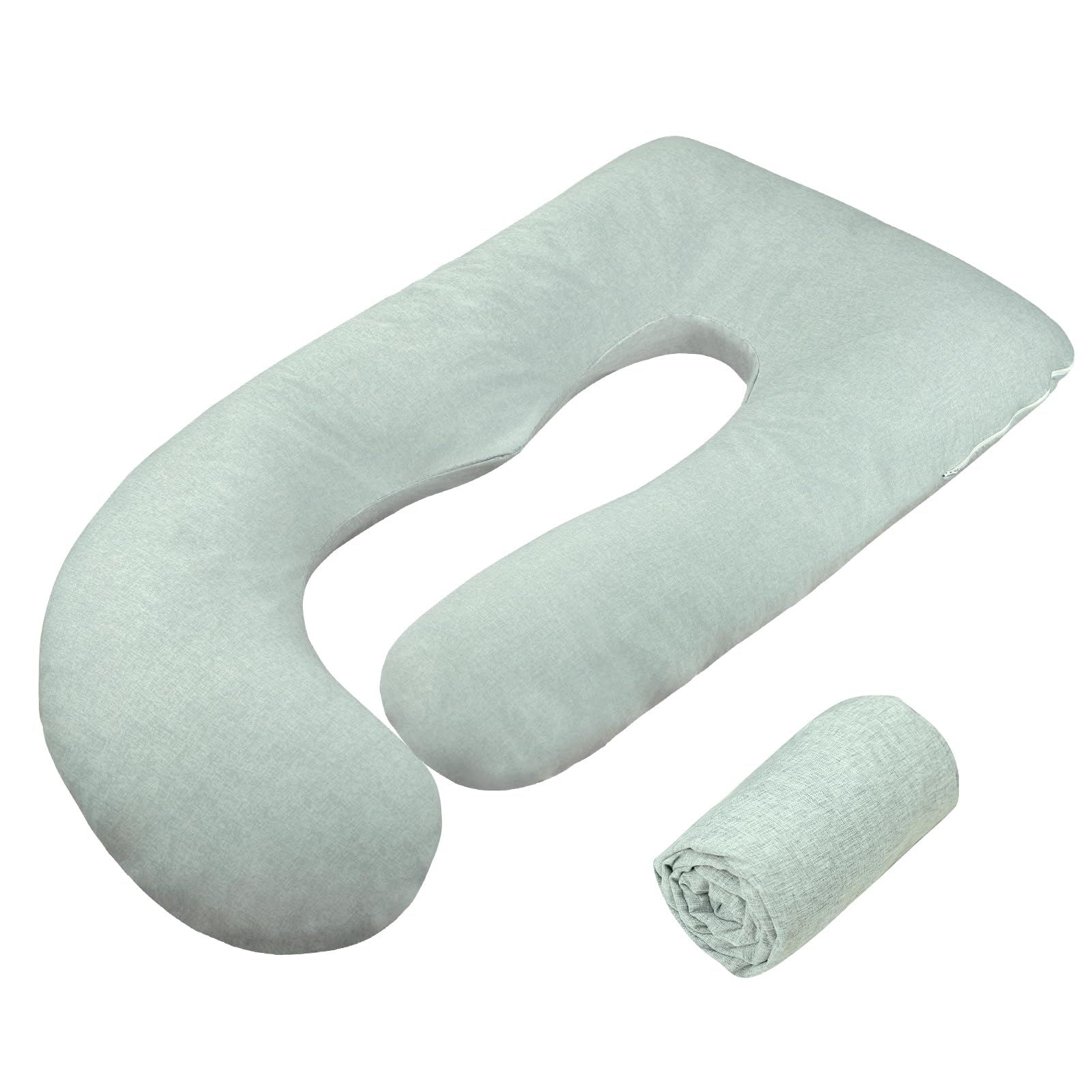 Photo 1 of TANOFAR Pregnancy Pillow Cover J Shaped(ONLY Pillowcase), Super Soft Pillowcase Replacement Cover for Maternity Pillow, with Large Sized Zipper, Fits 55/58 Inch Pregnant Pillow, Green