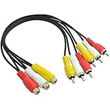 BronaGrand 3 RCA Female Jack to 6 RCA Male Plug Splitter Audio Video Av Adapter Cable 12inch