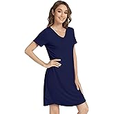 NACHILA Nightgowns for Women-Viscose Made from Bamboo, Short Sleeve Nightshirts Cool Sleepshirts Soft Sleepwear
