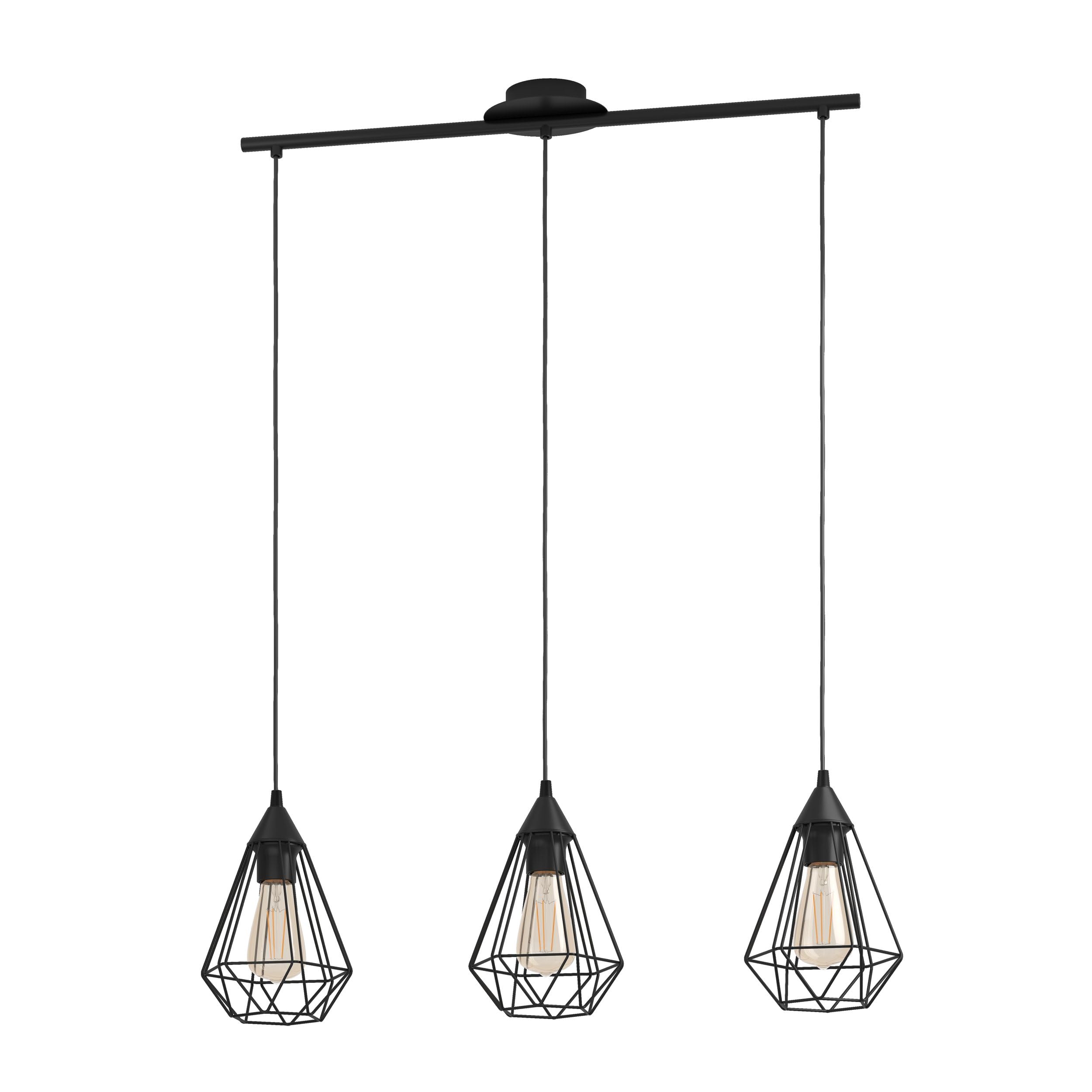 Eglo Tarbes 3-Flame Vintage Pendant Light, Dinning Room Retro Steel Hanging lamp, E27 Socket