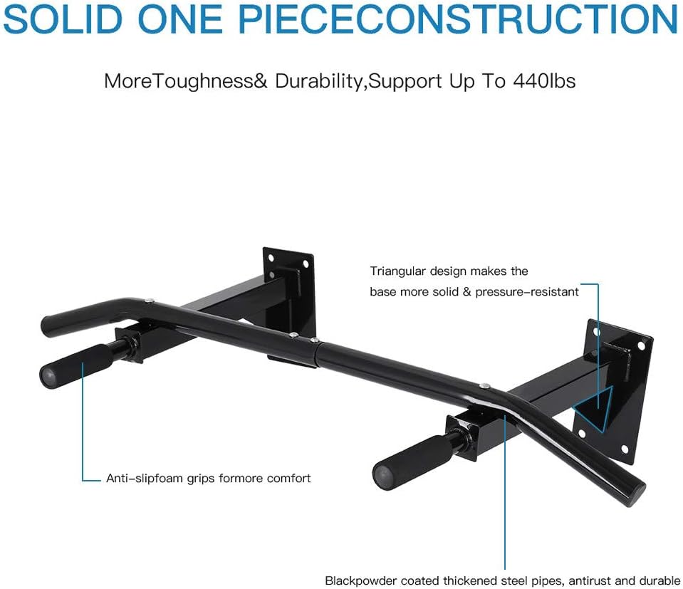 Vehpro Wall Mounted Pull-ups, Wall Horizontal Bars-Single Parallel Bars on The Door, Multi Function Home Gym Exercise Fitness (Load 440 lbs) : Sports & Outdoors