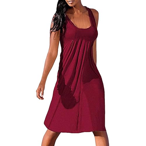 Vickyleb Dresses Women's Plus Size Tunic Swing T-Shirt Dress Long