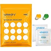 wisedry 10 Gram [30 Packs] Silica Gel Desiccant Packets Reusable for Moisture with Color Indicating Rechargeable Small Dessic