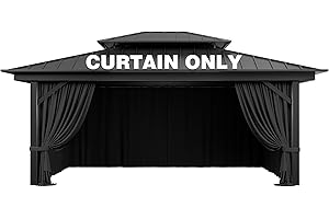 Pakunoda Gazebo Curtain Replacement Universal 4-Panel Sidewalls 12' X 16', Outdoor Privacy Curtains with Double Zipper, Replacement for Patio, Outdoor Canopy, Garden, and Backyard (Curtain Only)