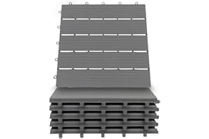 MAJESTICK GOODS Interlocking Deck Tiles Pack - Snap Together Plastic Flooring | 12 x 12 Plastic Outdoor Floor Tiles for Patio & Balcony