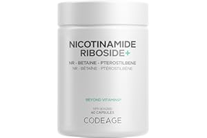Codeage Nicotinamide Riboside+ Supplement - NR 500 mg - Pterostilbene, Betaine Hydrochloride - 2-Month Supply NR Supplement -