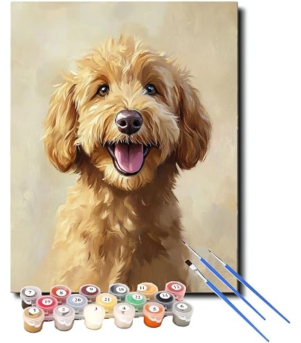 Amazon.com: Paint by Number Kits Goldendoodle Dog DIY Digital